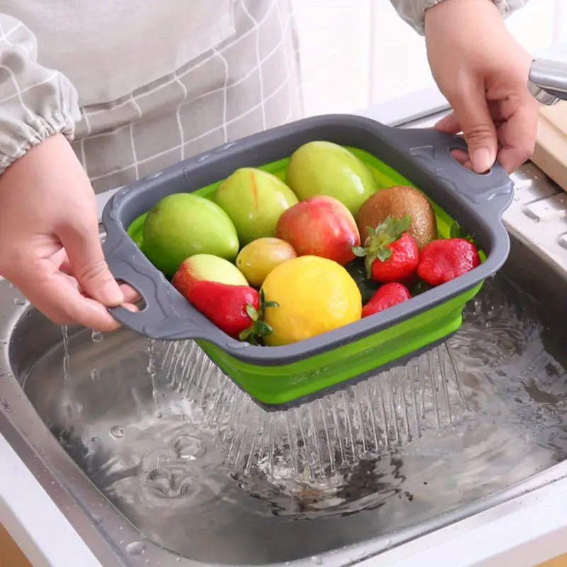 Foldable Fruit Vegetable Washing Basket Strainer Portable Silicone