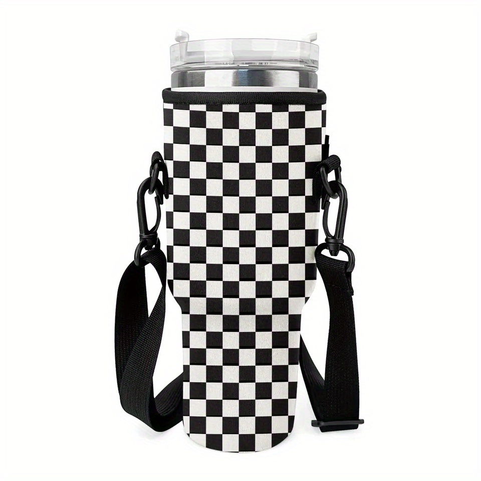 White & Black Buffalo Plaid Water Bottle Holder – Emmaries Wholesale