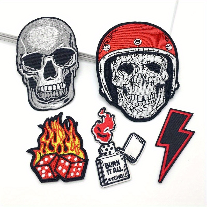 Diy Horror Badges On Backpack Punk Iron On Embroidered Patches For Clothing  Stickers Skull Patches On Clothes Stripes Applique