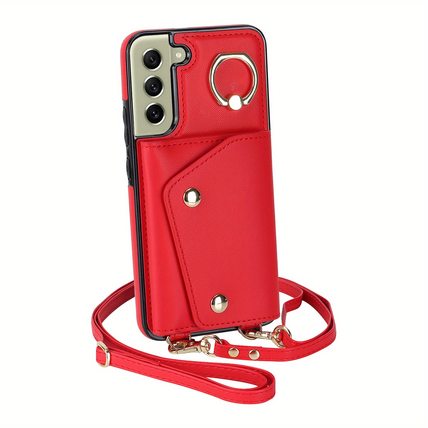 Luxury Leather Phone Case For Galaxy S23 Ultra S22 Ultra Note 20 Ultra  Fashion Slot With Holder Lanyard Ring Wallet Card Bag Protect Cover - Temu
