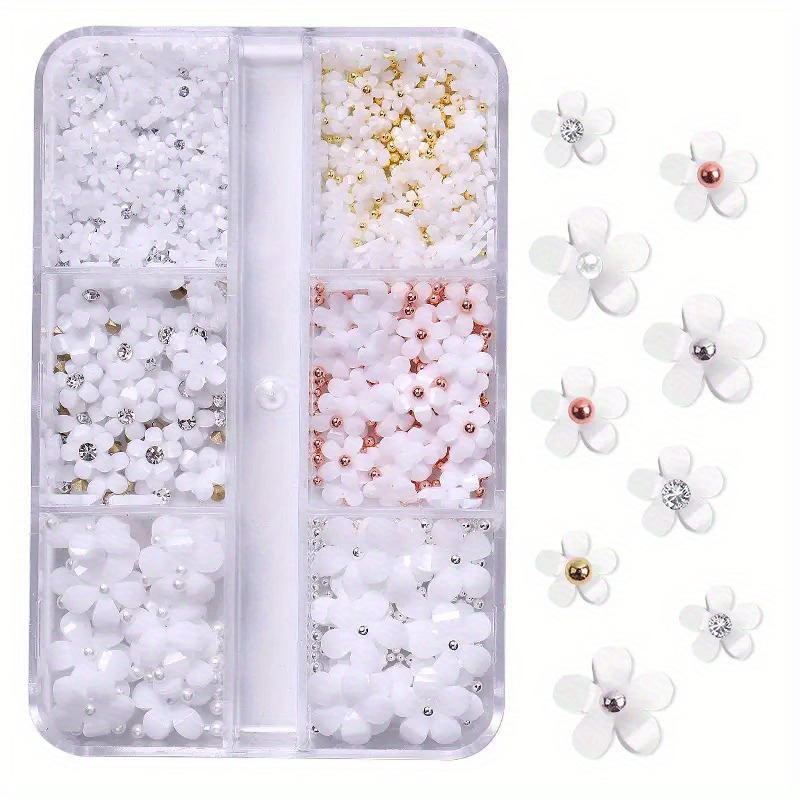 Nail Art Crystal Gems - Rhinestones Flowers Pearl Beads Manicure  Accessories 1bo