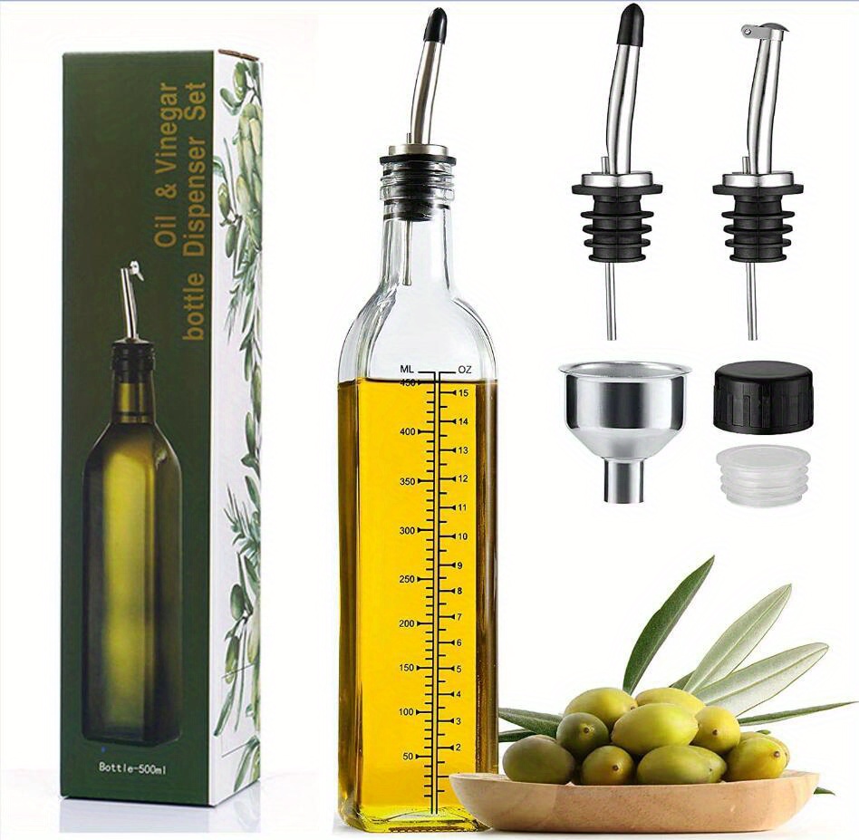 Botella dispensadora de aceite de oliva, dispensador de vinagre acrílico de  10.1 fl oz, dispensador de aceite de oliva transparente con vertedor de