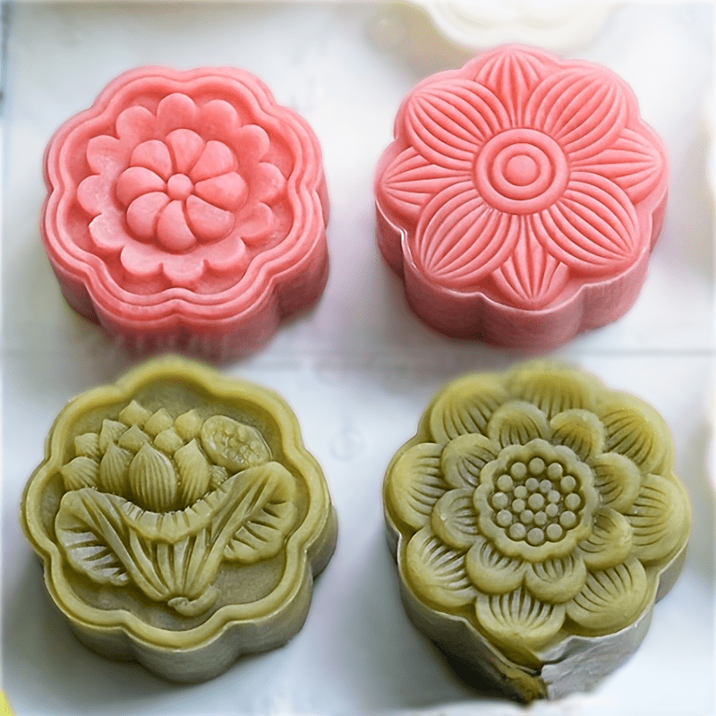 Flower Mooncake Press Molds Mid-Autumn Festival Mooncake Mold Set