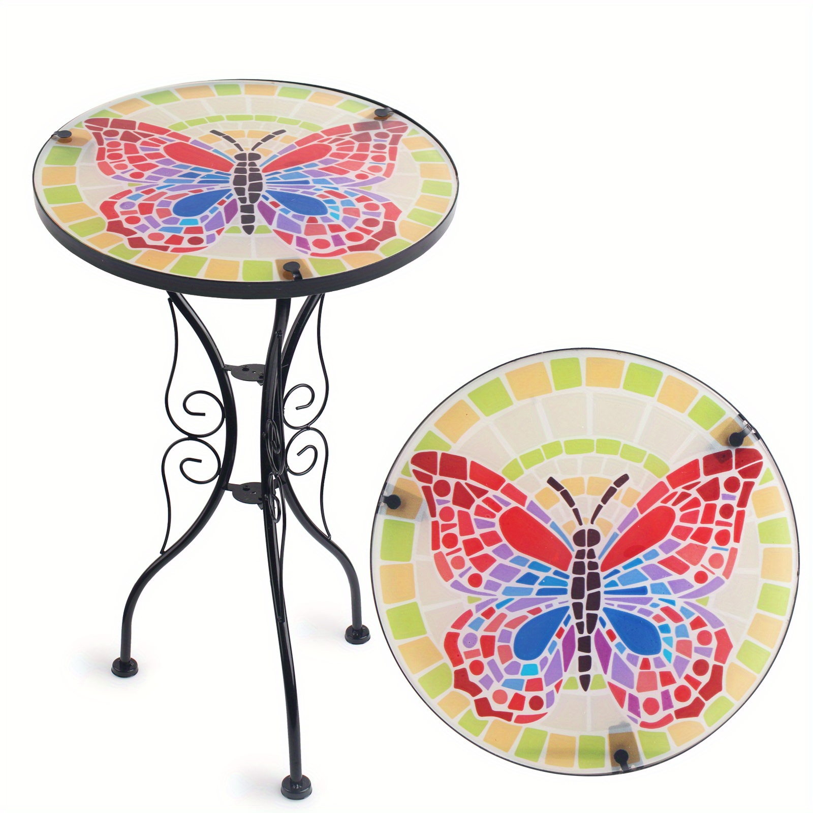 Outdoor Mosaic Side Table Butterfly Outdoor End Table Small Patio Side