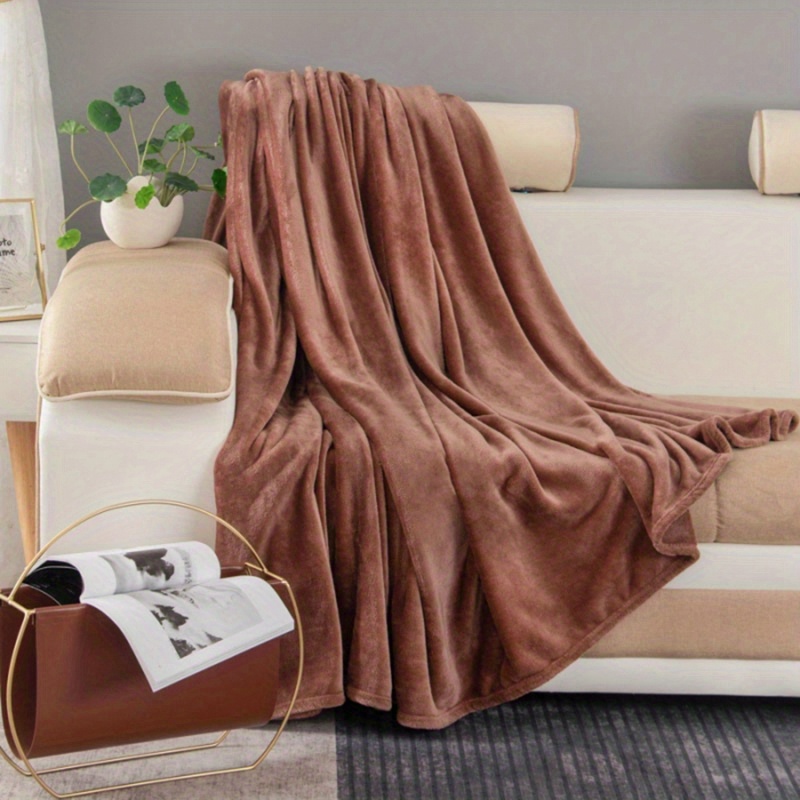 Solid Color Fleece Bed Blankets Soft Lightweight Plush Fuzzy - Temu