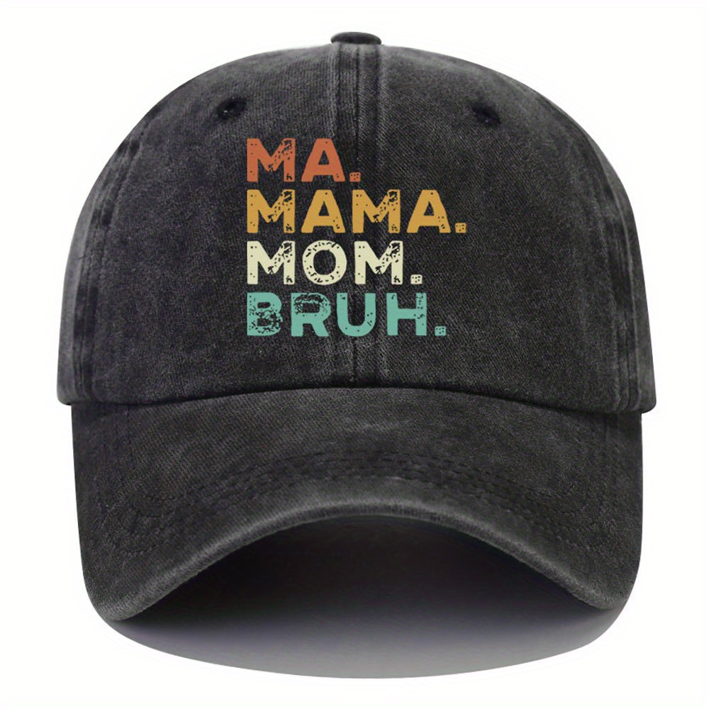 MAMA MOM Print Baseball Cap Vintage Washed Distressed Adjustable Dad Hat