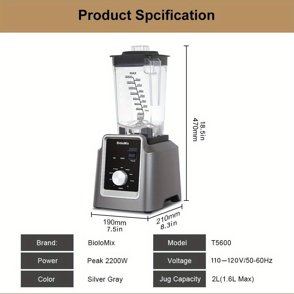 BioloMix Digital BPA FREE 2L programma automatico professionale frullatore  commerciale Mixer spremiagrumi robot da cucina frullati di ghiaccio frutta