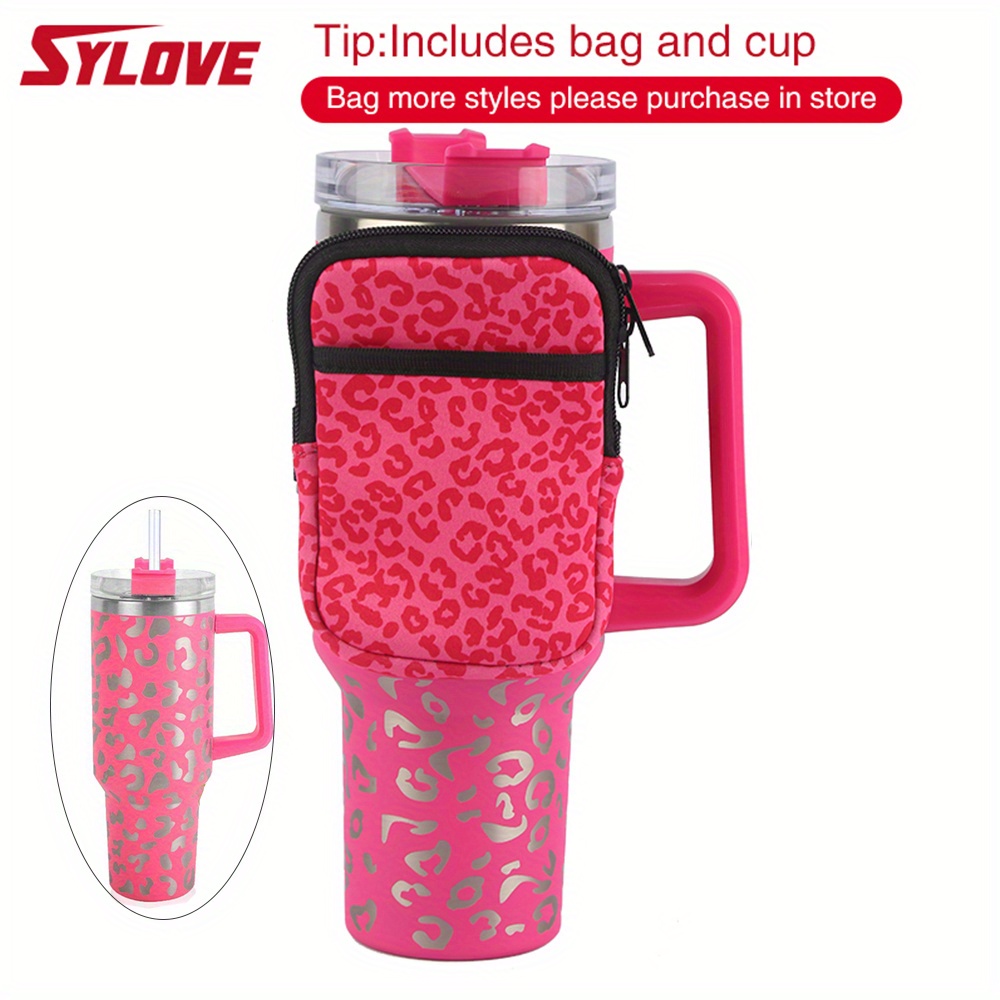 Stainless Steel Flip Straw Water Bottle - Leopard - 794866329190