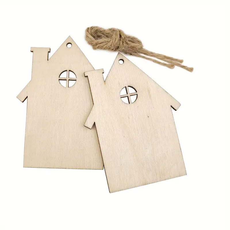 Wooden House Cutout Ornaments Small Wood House Crafts Wooden - Temu