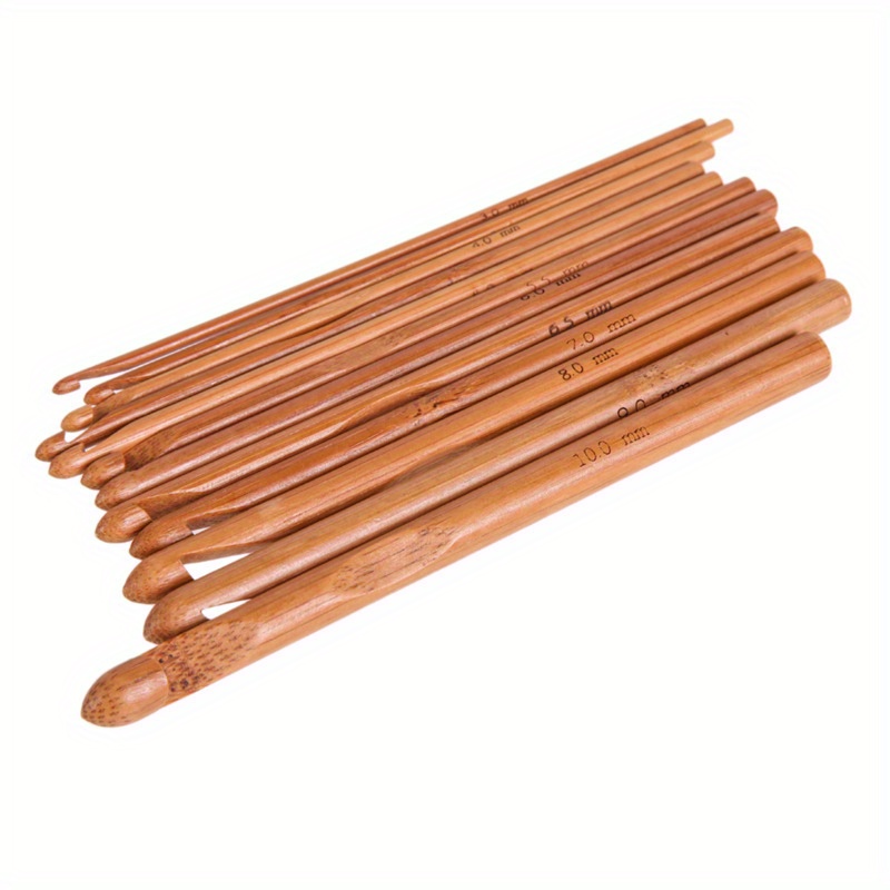 Bamboo Crochet Hooks Set Bamboo Crochet Hook Knitting Tool Temu