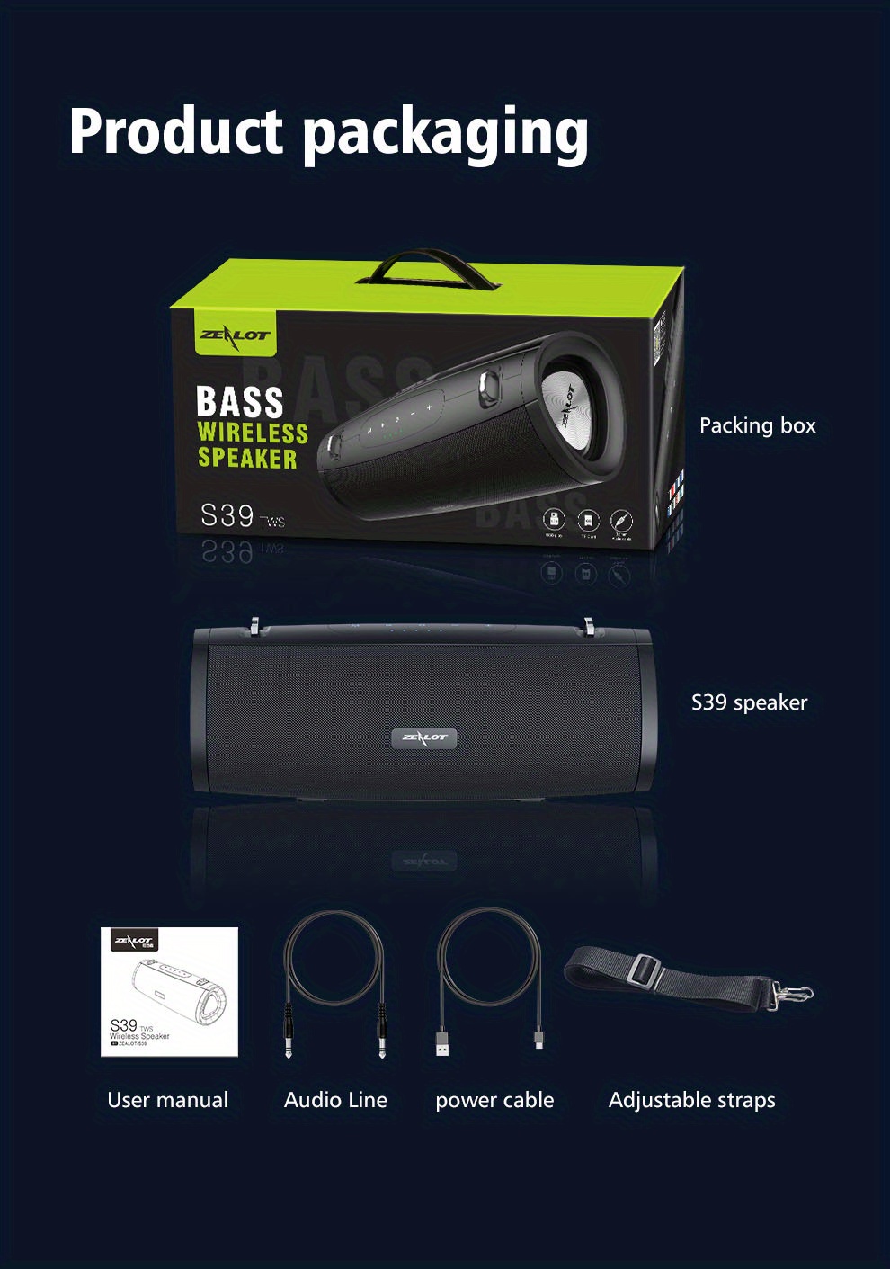 Zealot S39 Heavy Bass Wireless Speaker Subwoofer High Power - Temu