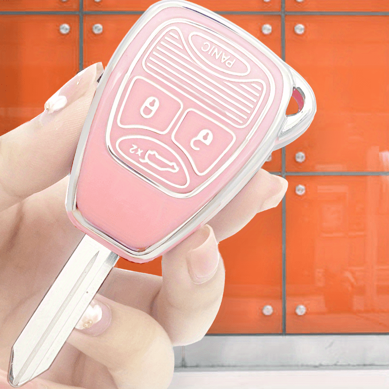 Key Fob Cover With Faux Leather Keychain Soft Tpu Key Case - Temu