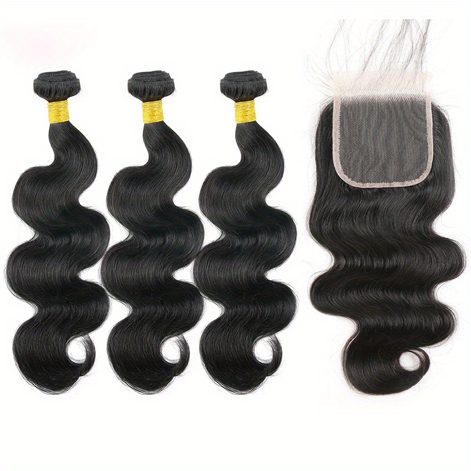 Brazilian Body Wave 3 Bundles Z Zamkni ciem 100 Remy Human Temu