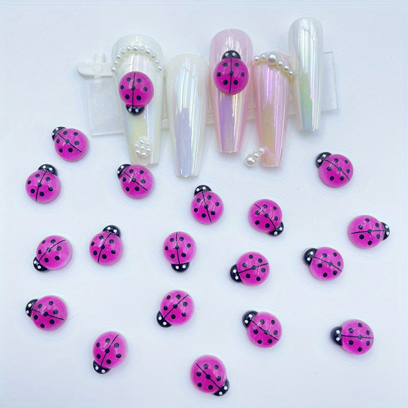 Seven Star Ladybug Nail Charms Cute 3d Cartoon Red Ladybug - Temu