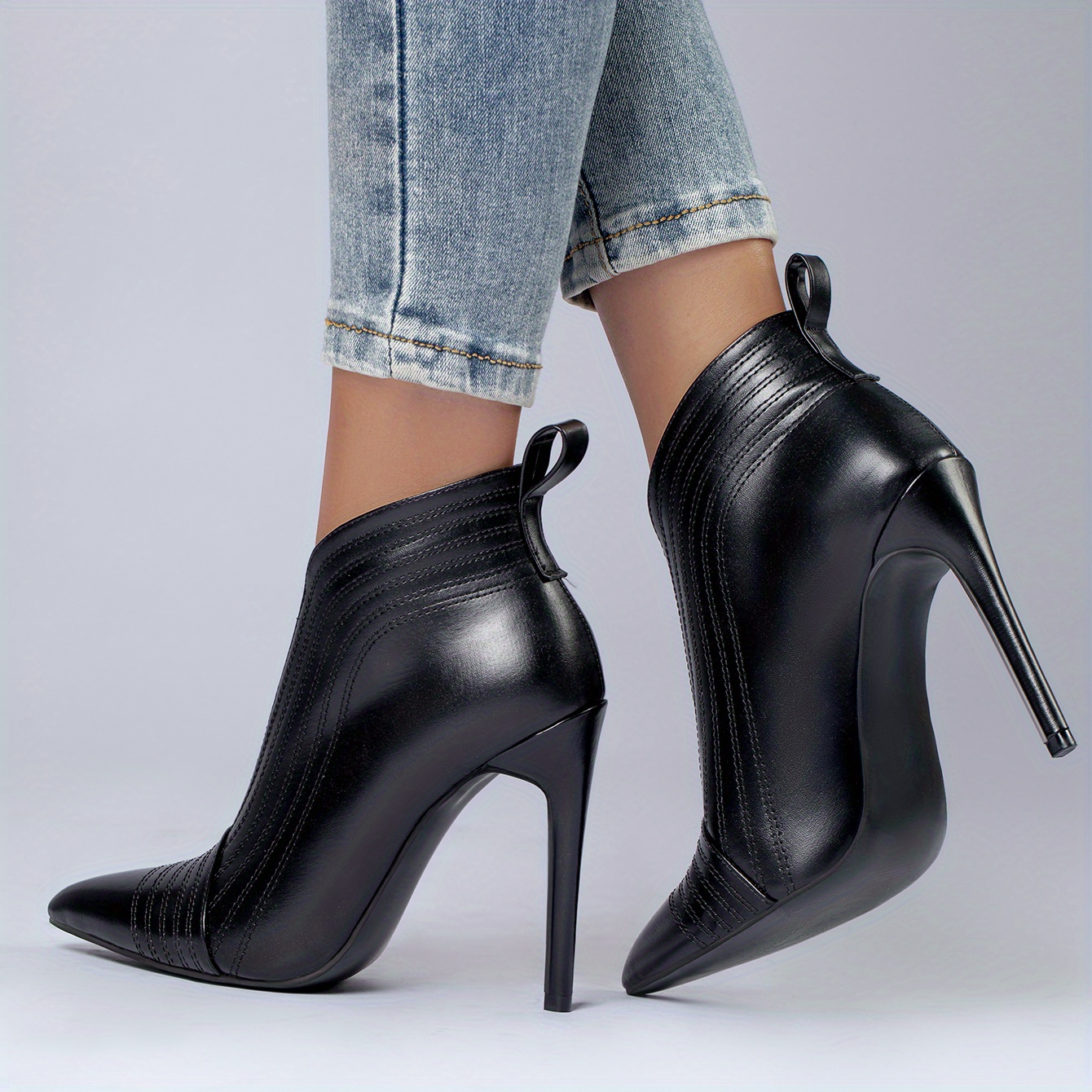 Ladies black 2025 stiletto ankle boots