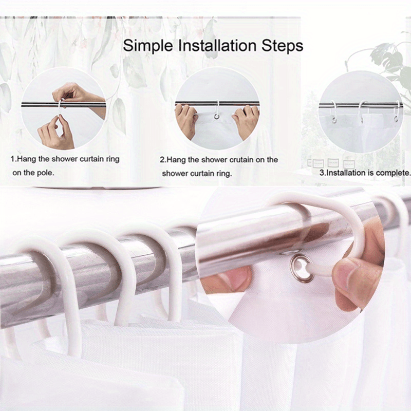 waterproof shower curtain 12 hooks non slip Temu Australia