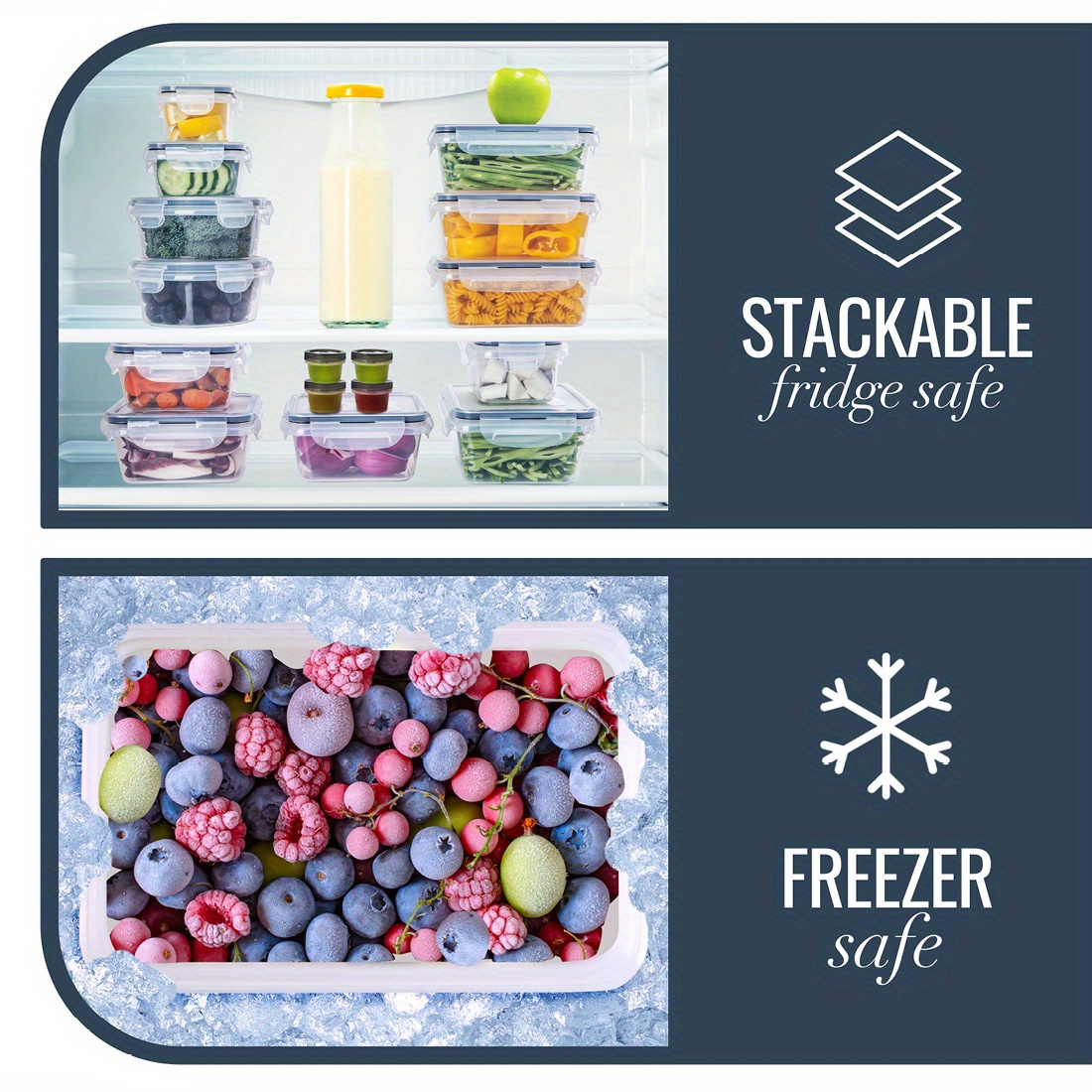 20 sets food storage containers with lids airtight plastic meal prep container vegetable fruit food organizer for pantry kitchen and refrigerator organization household storage accessories details 3