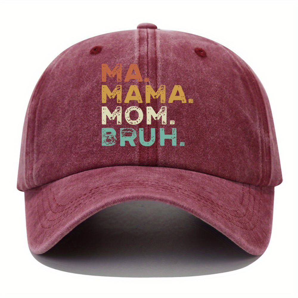 MAMA MOM Print Baseball Cap Vintage Washed Distressed Adjustable Dad Hat