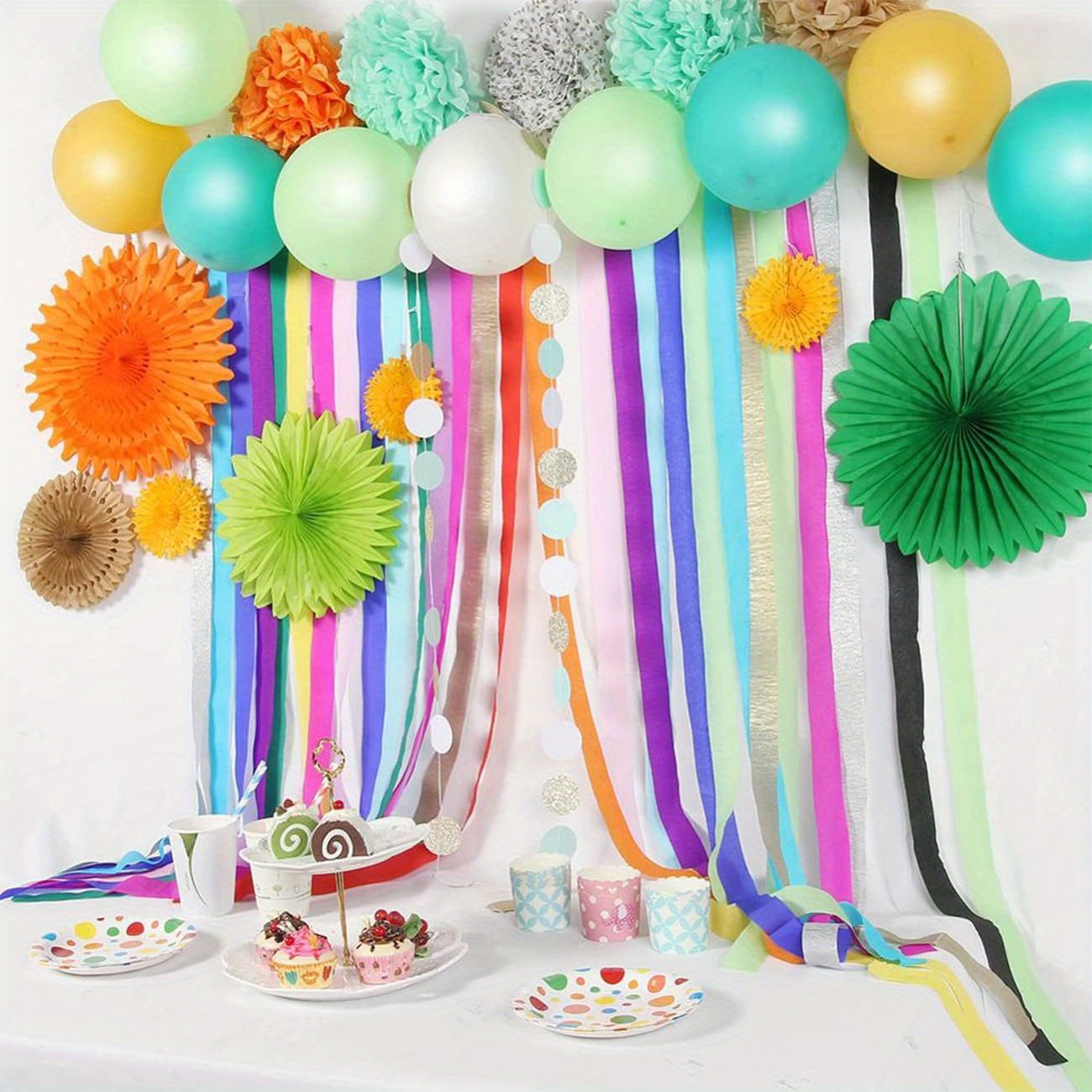 6 rolls, Black Crepe Paper Streamers for Vibrant Party Decorations -  Perfect for Birthdays, Weddings, and More!