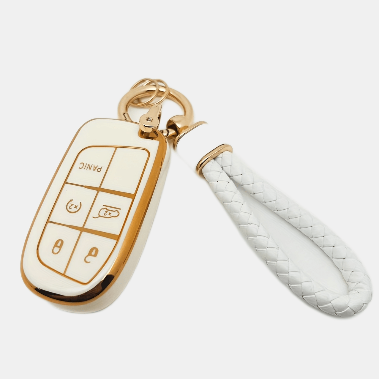 for Jeep Key Fob Cover Keycover Soft TPU Keys Shells Keychain Full Covers  Protector Case Cute White Compatible with Jeep Grand Cherokee Compass