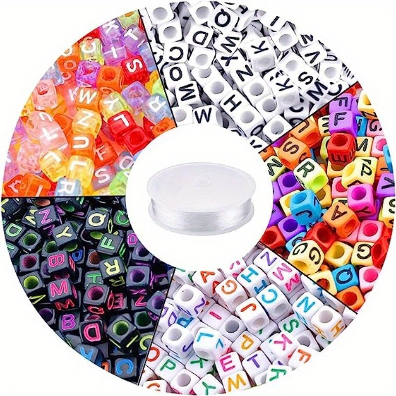 Mixed Acrylic Alphabet A z Cube Letters Beads Diy Bracelet - Temu