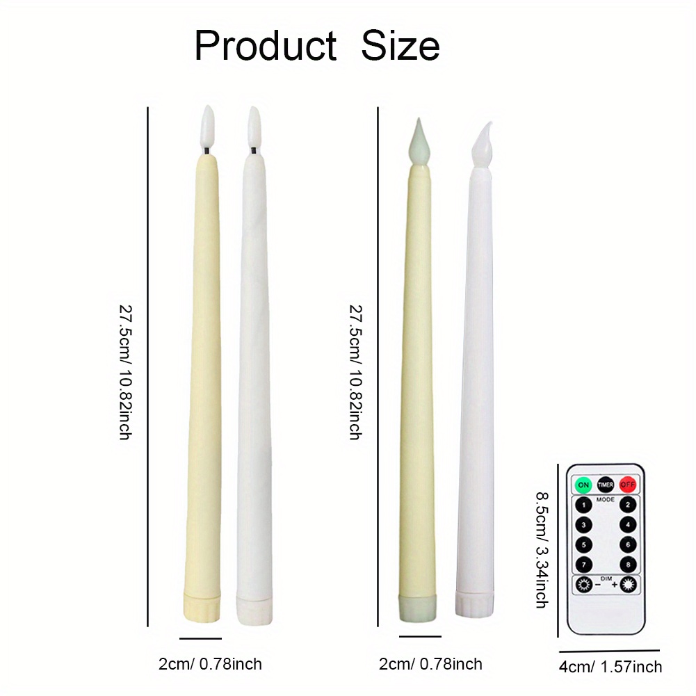 Led Flameless Taper Candles Lights Remote Control Led Temu