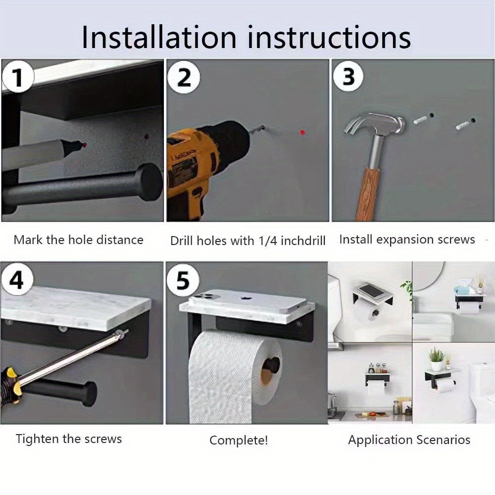 Wall mounted Toilet Paper Holder Shelf Stainless Steel Temu