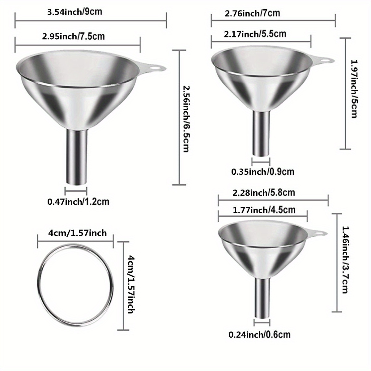 Stainless Steel Funnels Large Medium And Small Metal Funnels - Temu