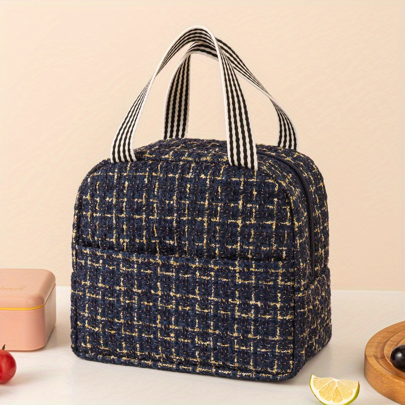 Checkered Insulated Lunch Bag, Waterproof Picnic Bag, Ice Bag