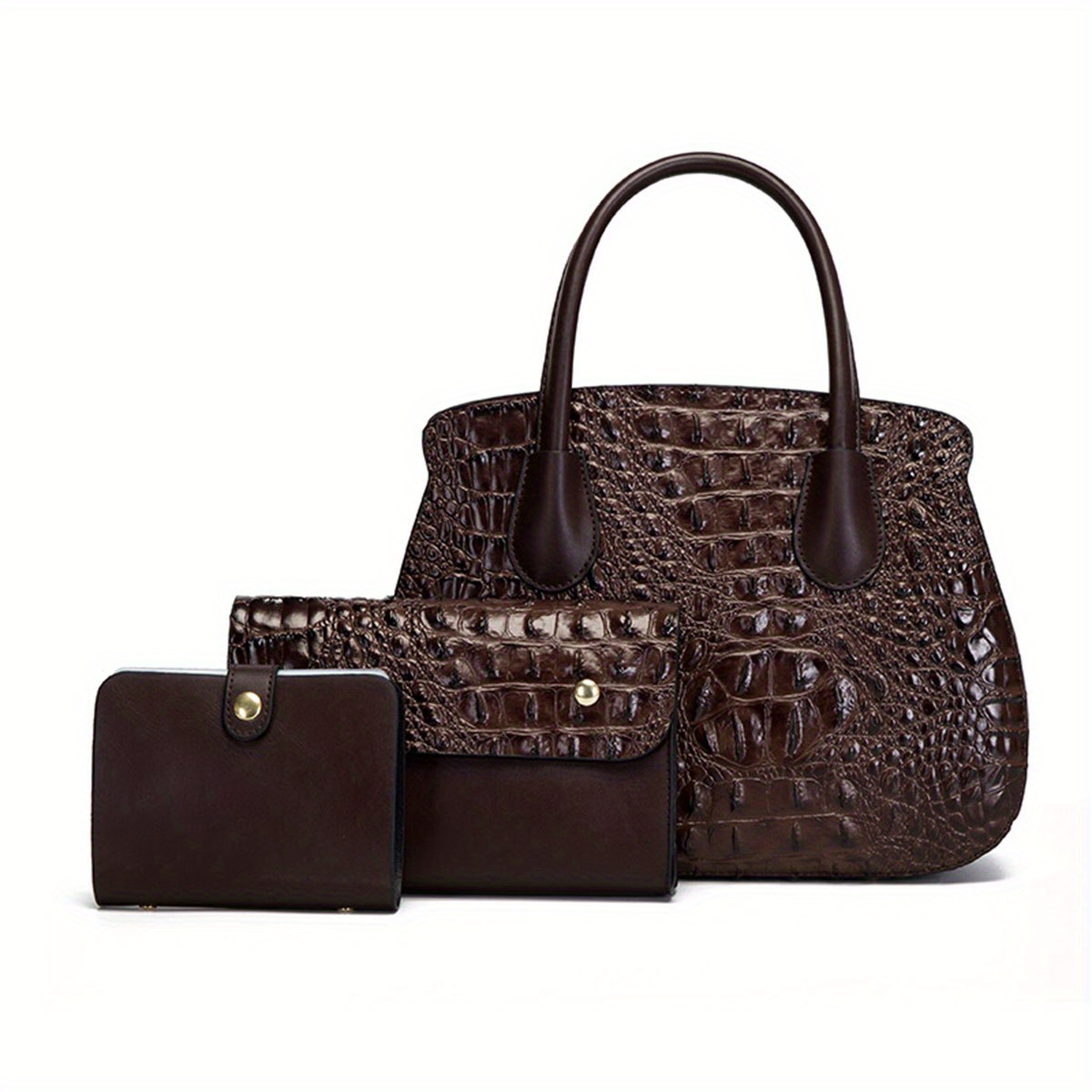 Classic Crocodile Embossed Bag Sets, Trendy Elegant Tote Bag With