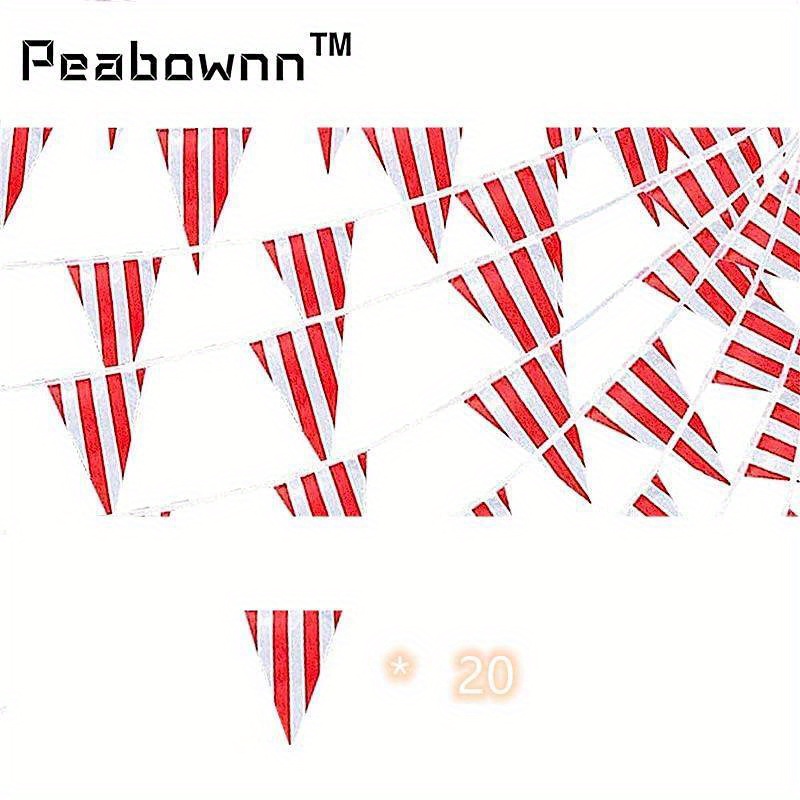 Peabownn Red And White Striped Pennant Banner Flags Triangle - Temu