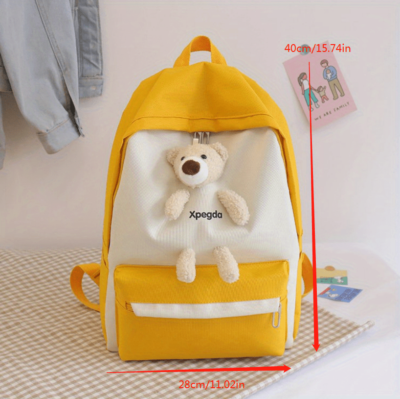 New Trendy Student Girl Backpack Cartoon Cute Bear Large - Temu New Zealand