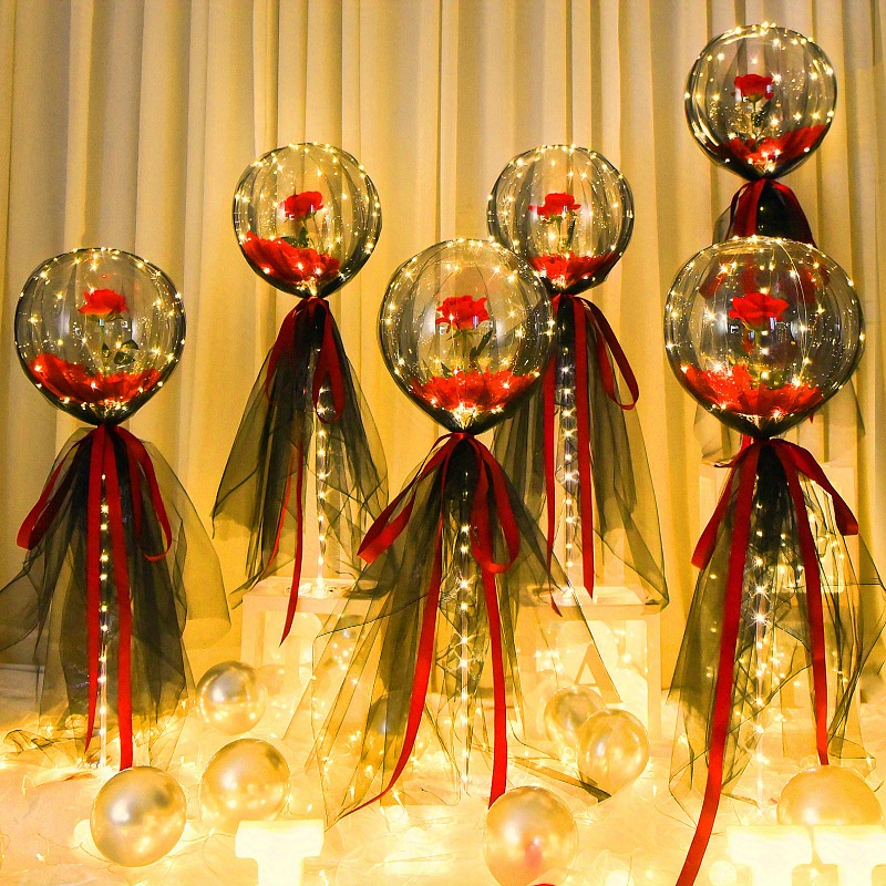 DIY Balloons With Lights Wholesale With Rose Flower Bouquet Birthday  Wedding Decoration Transparent Flowers Balls Luminous Bobo Balloon WLY  BH4647 From Besgohouseware, $3.75