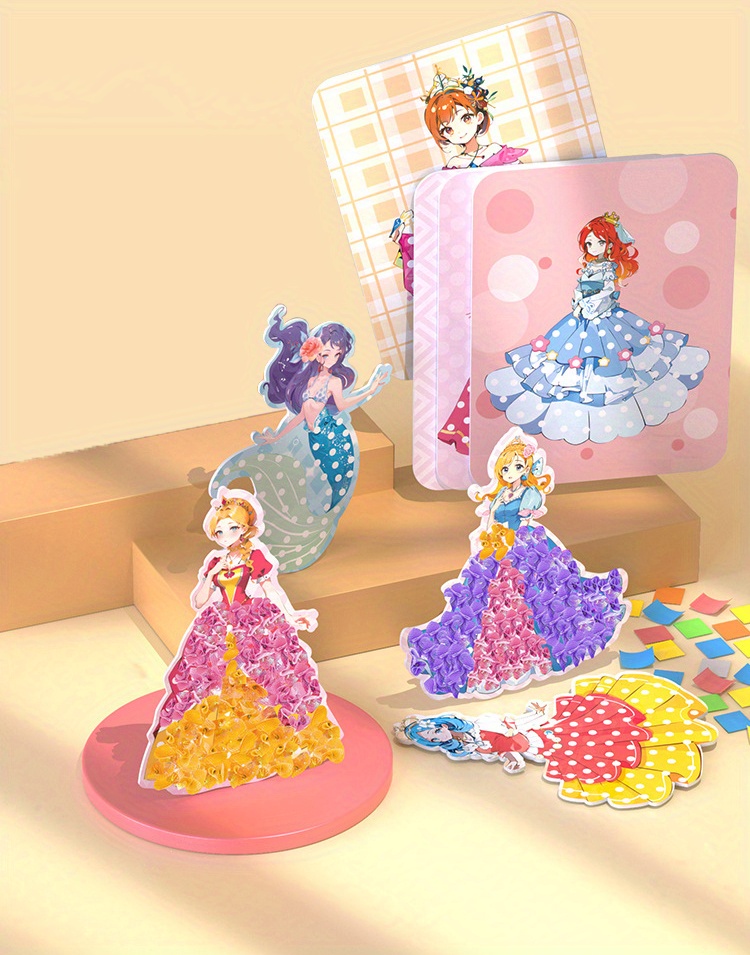 3Pcs Fantasy Princess E Kid Toy Fashion Drawing Creative Poke Art Book For  Girls Ages 8-12, Puzzle Puncture Painting With Princess Board Stickers, Kids  Art Education Book, Art Diy Craft Kit Gifts