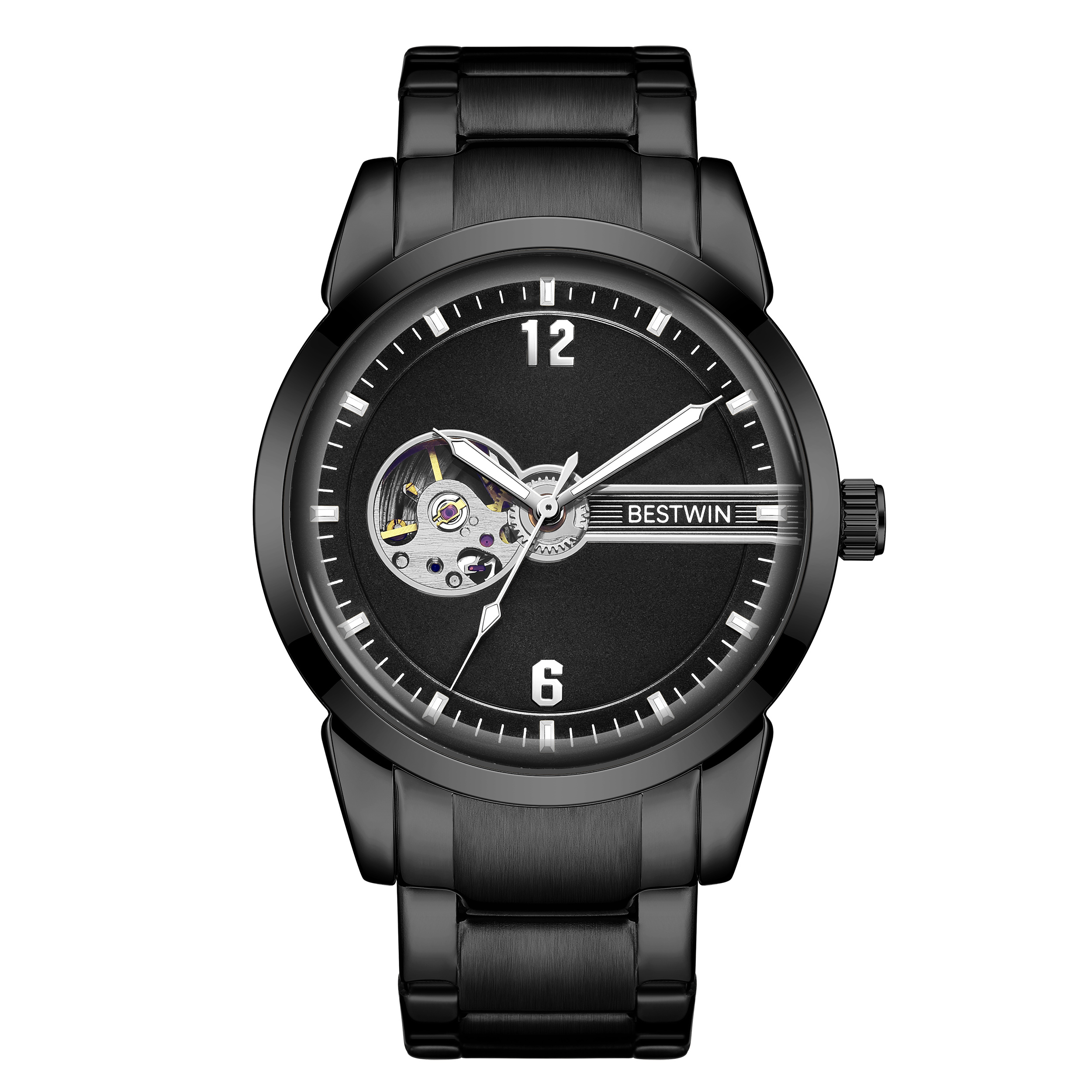 Business Mens Mechanical Watch With Alloy Strap Stainless Steel Case ...