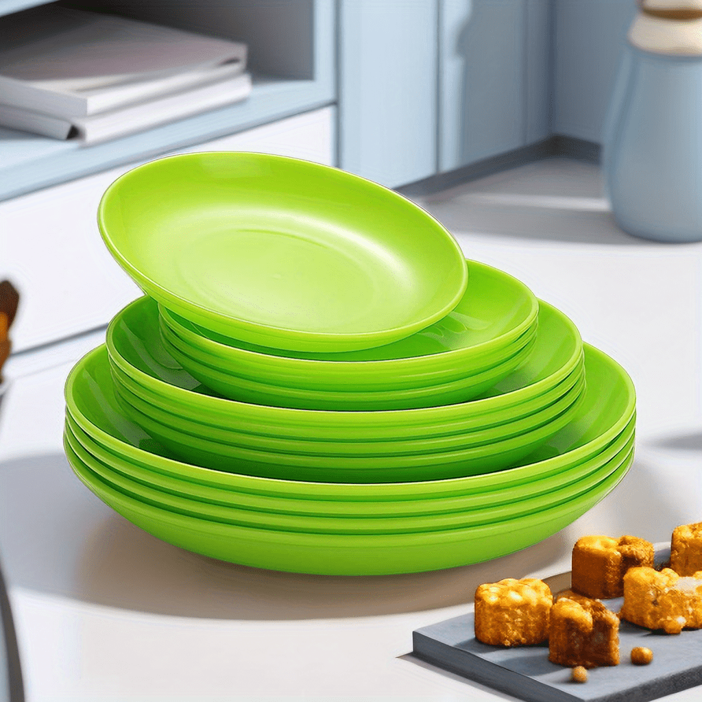 Orrdiffi Platos Plastico Duro Reutilizables,5 Colores,platos grandes,  platos llanos,Vajilla Redonda,Apto para lavavajillas y microondas, ligeros  e