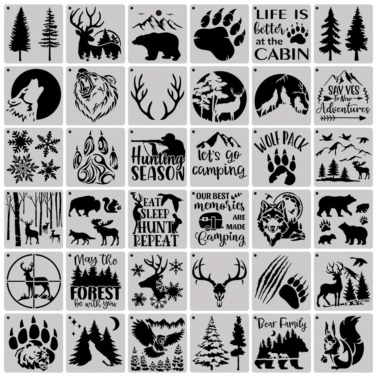 Forest Deer Mountain Animal Aspen Trees Stencils Reusable - Temu