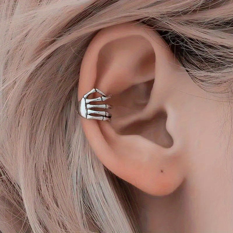Bone Hand Scary Ear Clips For Teen Bone Hand Halloween Dress Up Fashion Ear Clips Bulk Halloween Earrings