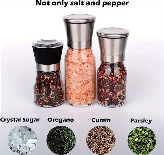 2pcs reusable glass pepper and sea salt grinder manual spice crusher for bbq picnic camping kitchen gadgets and back to school supplies kitchen accessories details 1