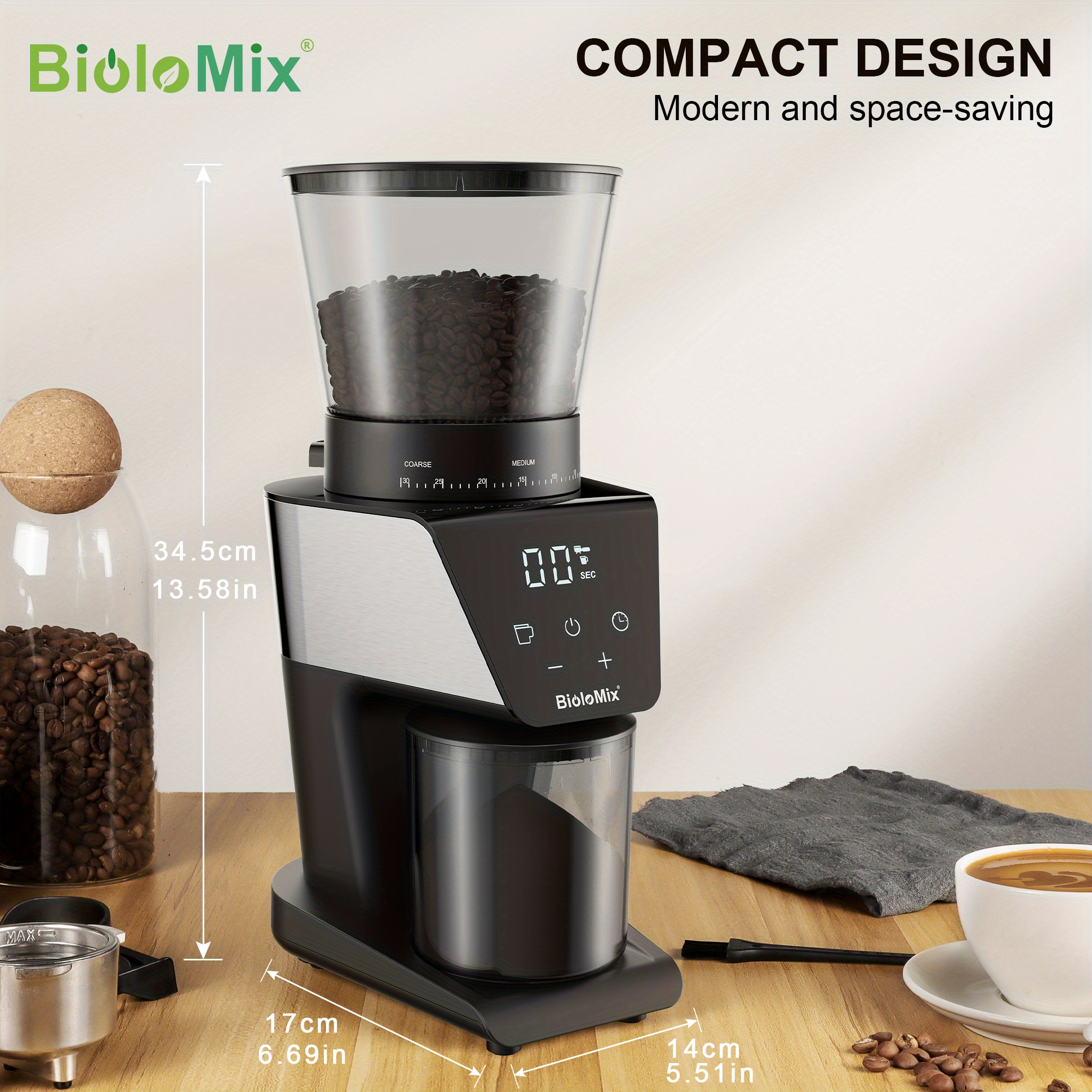 Automatic Burr Mill Electric Coffee Grinder With 30 Gears For Espresso  American Coffee Pour Over Visual Bean Storage - Temu