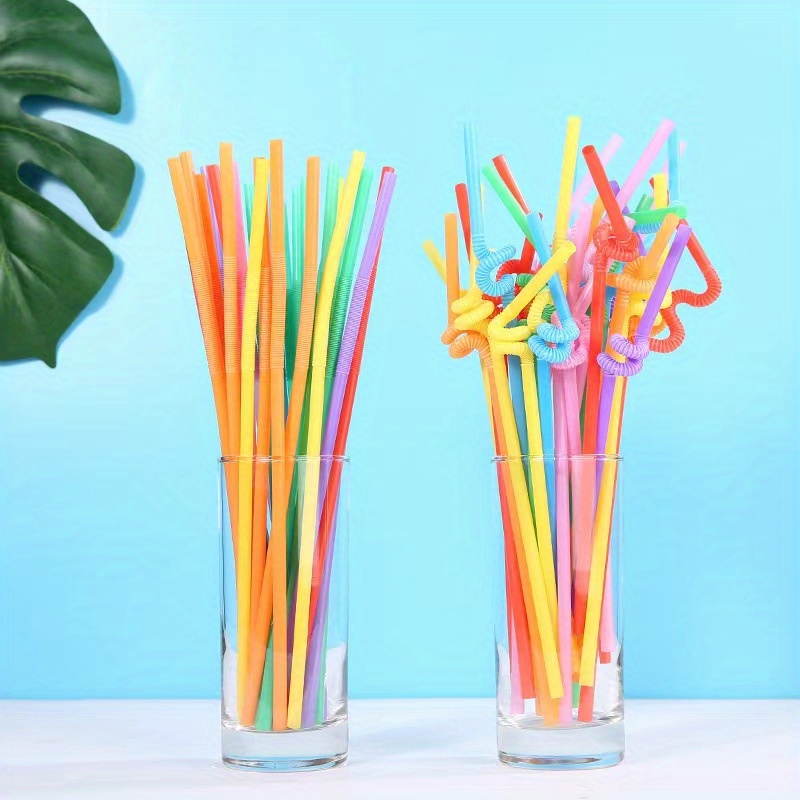 100pcs Straws 260mm Multicolor Straws Extra Long Plastic Drinking