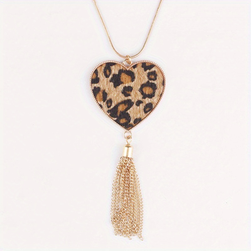 Fashionable Leopard Long Tassel Necklace