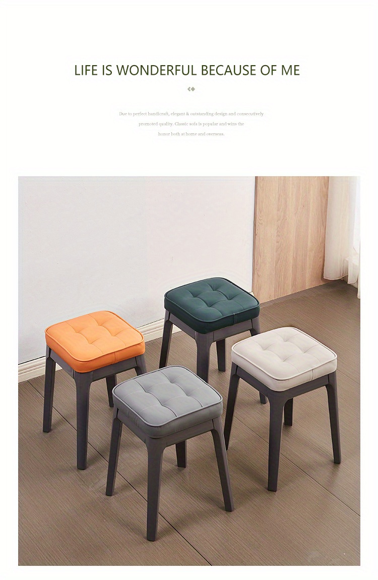 1pc light luxury solid wood soft leather stool   stacked   room   stool bench table stool dressing stool details 4