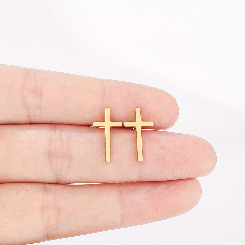 Cross Faith Stainless Steel Ear Studs Suitable For Men And Women