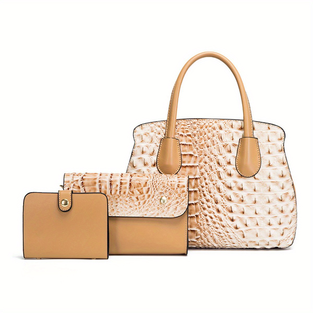 Women's Elegant Tote Bag, Crocodile Embossed Shoulder Bag, Solid