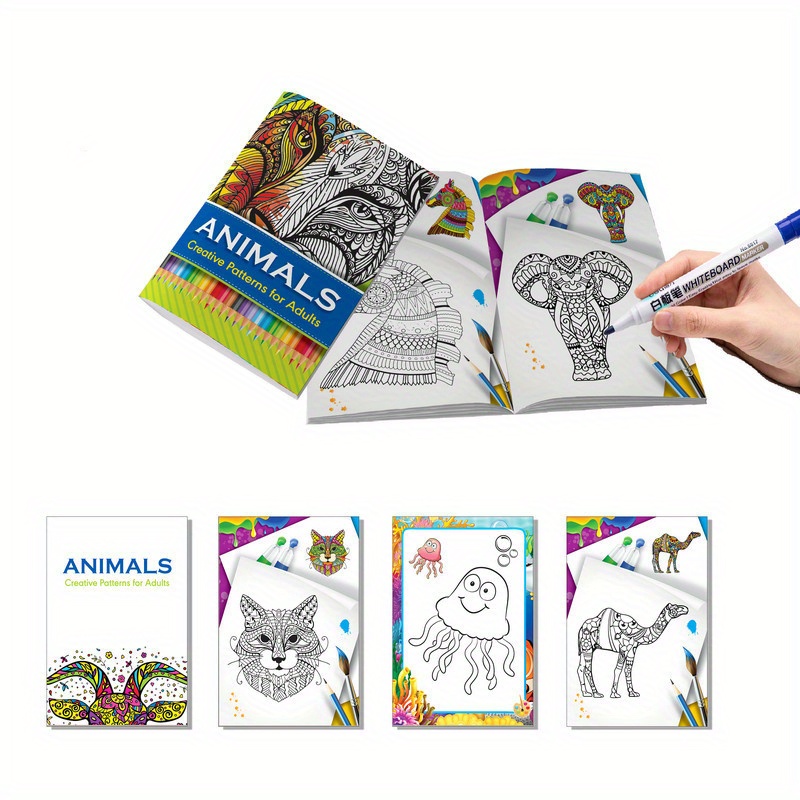 Coloring Book For Kids And Adults Animal Designs Black - Temu