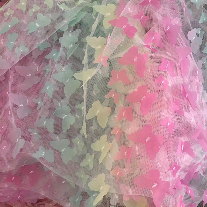 Lace Fabric Colorful Sequins Rainbow Tulle Mesh Fabric for DIY