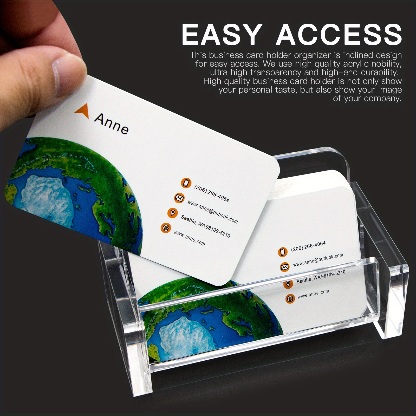 Acrylic Business Card Holder For Desk, Clear Plastic Business Cards Display  Holders Stand, Suitable For Holding 30-60 Business Cards - Temu
