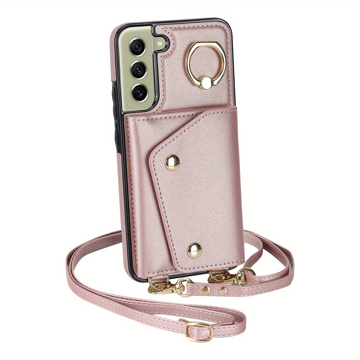 Crossbody Faux Leather Phone Case For Galaxy S23 Ultra S22 Ultra Note 20  Ultra S21 Fe S23 Fe With Holder Long Lanyard Wallet Protect Cover - Temu