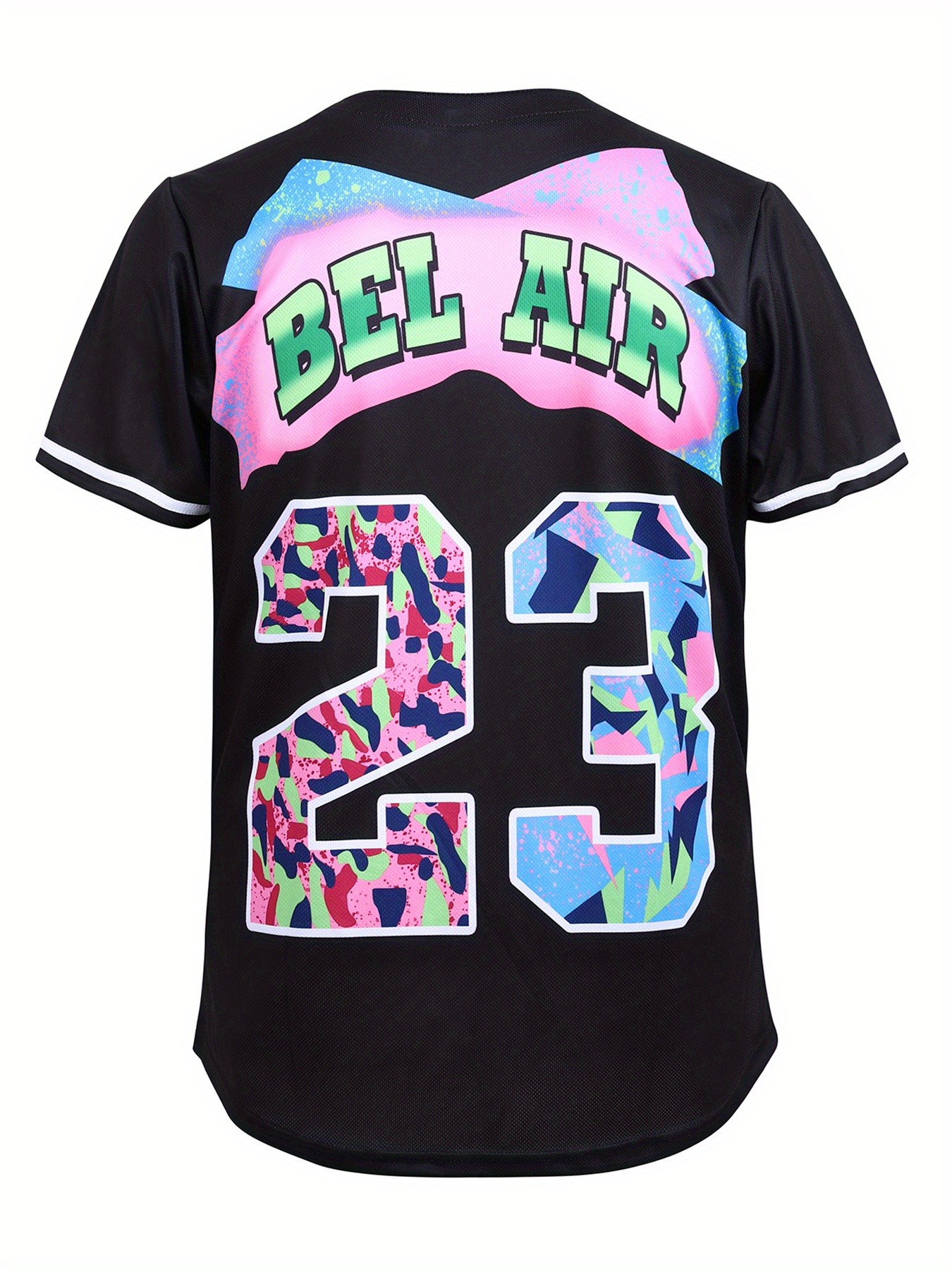 Men's Bel Air #23 Baseball Jersey, 90's City Theme Party Clothing, Hip Hop  Fashion Button Up Short Sleeve Shirt Suitable For Birthday Party - Temu  Australia